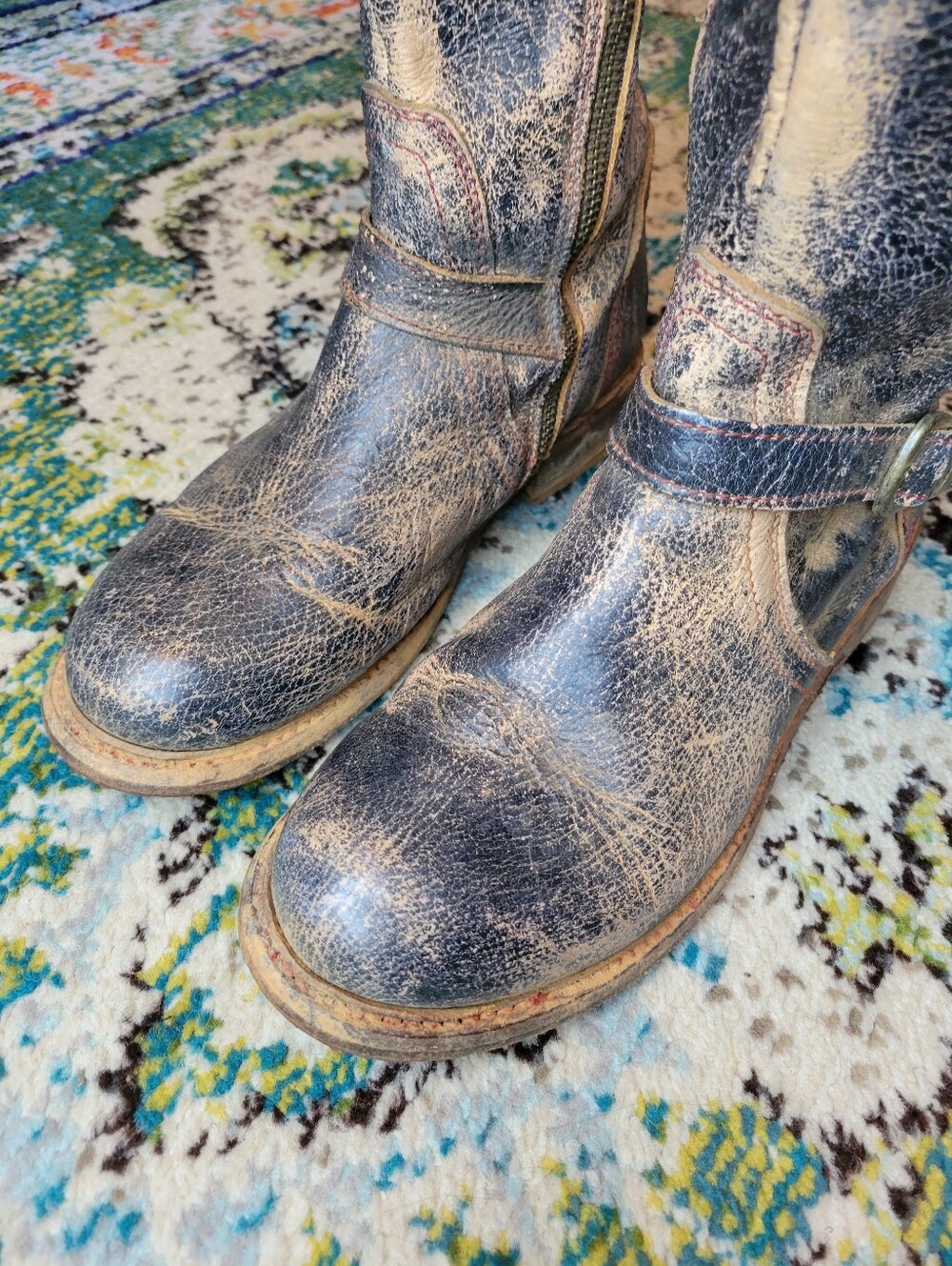 Bed Stu Glaye Black Lux Distressed Leather Tall Riding Boots, Size Womens 8.5 - Picture 3 of 10